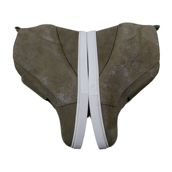 Linea Paolo Felicia Wedge NWOB Tan Leather Bootie Nubuck Gold Sparkles 9M #836 - Picture 5 of 9